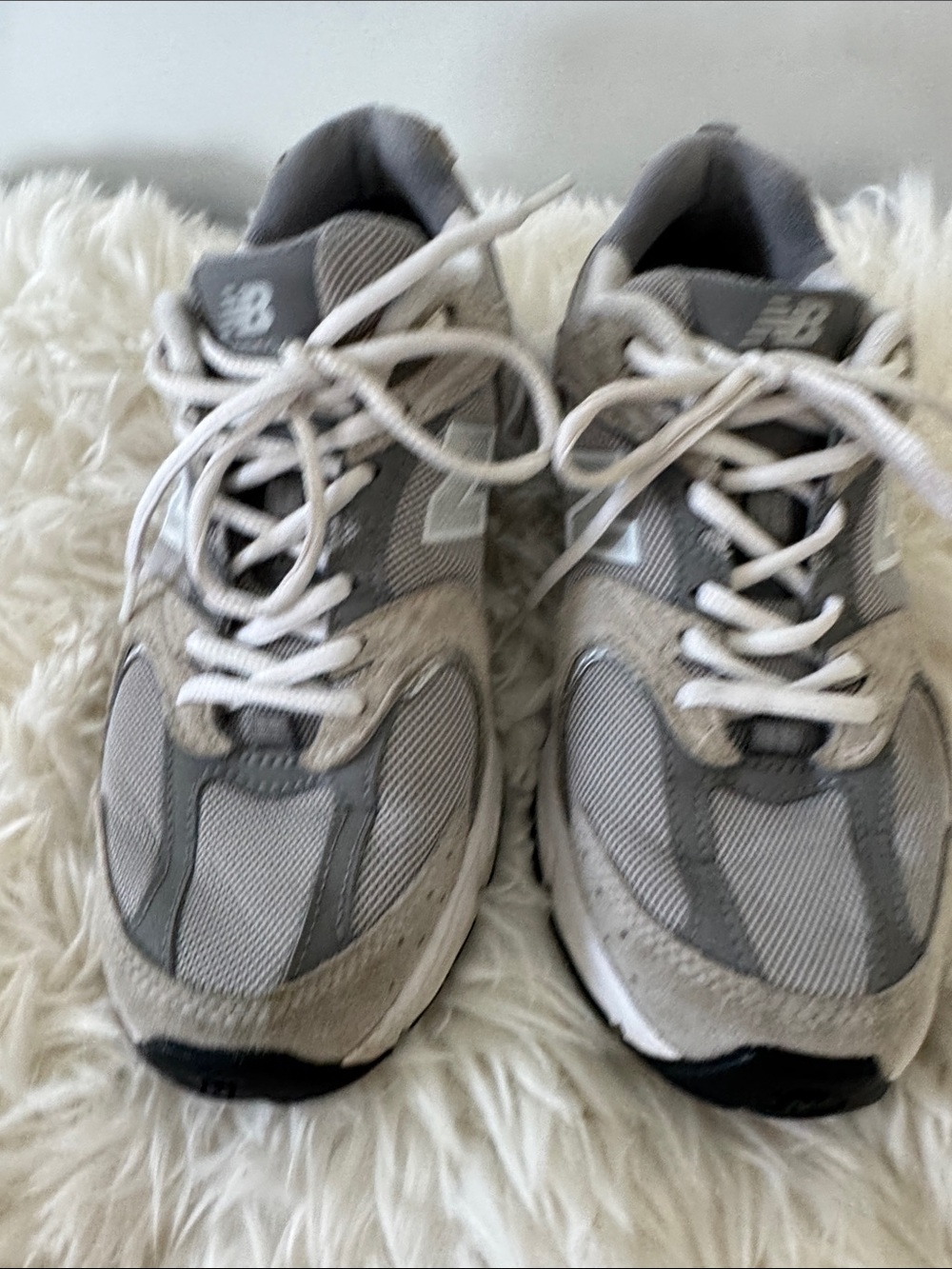New Balance Light Gray Mesh & Suede Sneakers